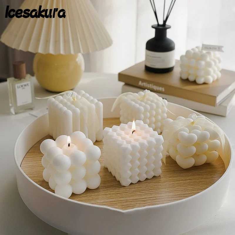 

Ins Rubik's Cube Scented Candle Soy Wax White Geometric Aromatherapy Candles Home Decoration Ornaments Creative Souvenirs
