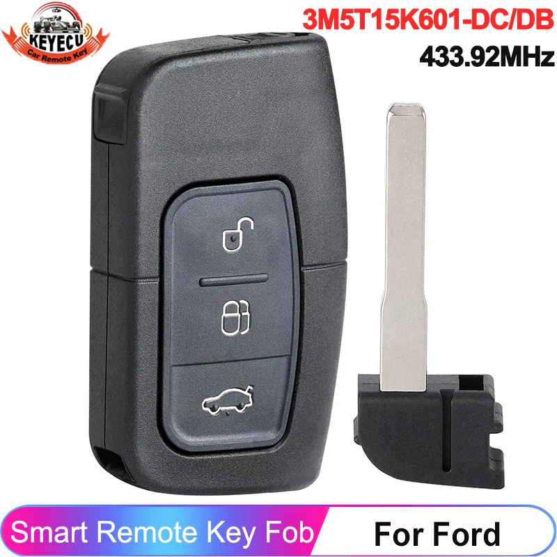 

KEYECU 3M5T15K601-DC/DB бесключевой доступ для Ford C-Max Focus MK2 Kuga Mondeo Galaxy 2007 2008 2009 2010 умный дистанционный ключ 433,92 МГц