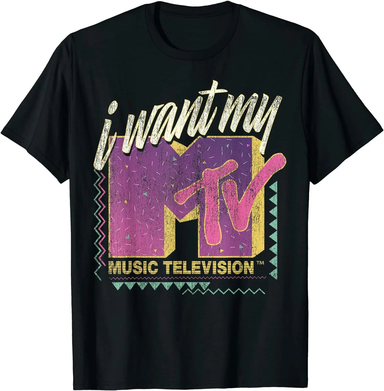 

I Want My MTV 90s Retro Colorful Logo O-Neck Cotton T Shirt Men Casual Short Sleeve Tees Tops Harajuku Streetwear