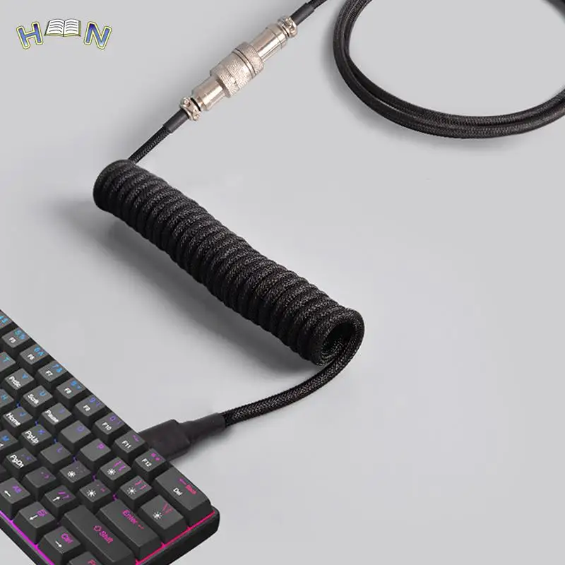 

Mechanical Keyboard Coiled Cable Wire Type C Custom Usb Port Cable Aviator Coiling Cable For Gaming Keyboard Accessories 1.5m