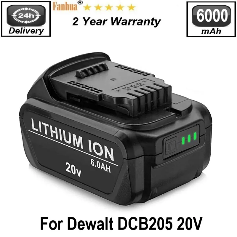 Литий-ионный аккумулятор 20 в 6000 мАч DCB205 для Dewalt Max DCB206 DCB205 DCB200 DCB180 DCB184 DCD985B DCD771C2 DCB204, беспроводные инструменты