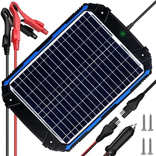 

12V Solar Car Battery Charger & Maintainer, Waterproof Solar Trickle Charger, Built-in Intelligent MPPT Controller, Portable