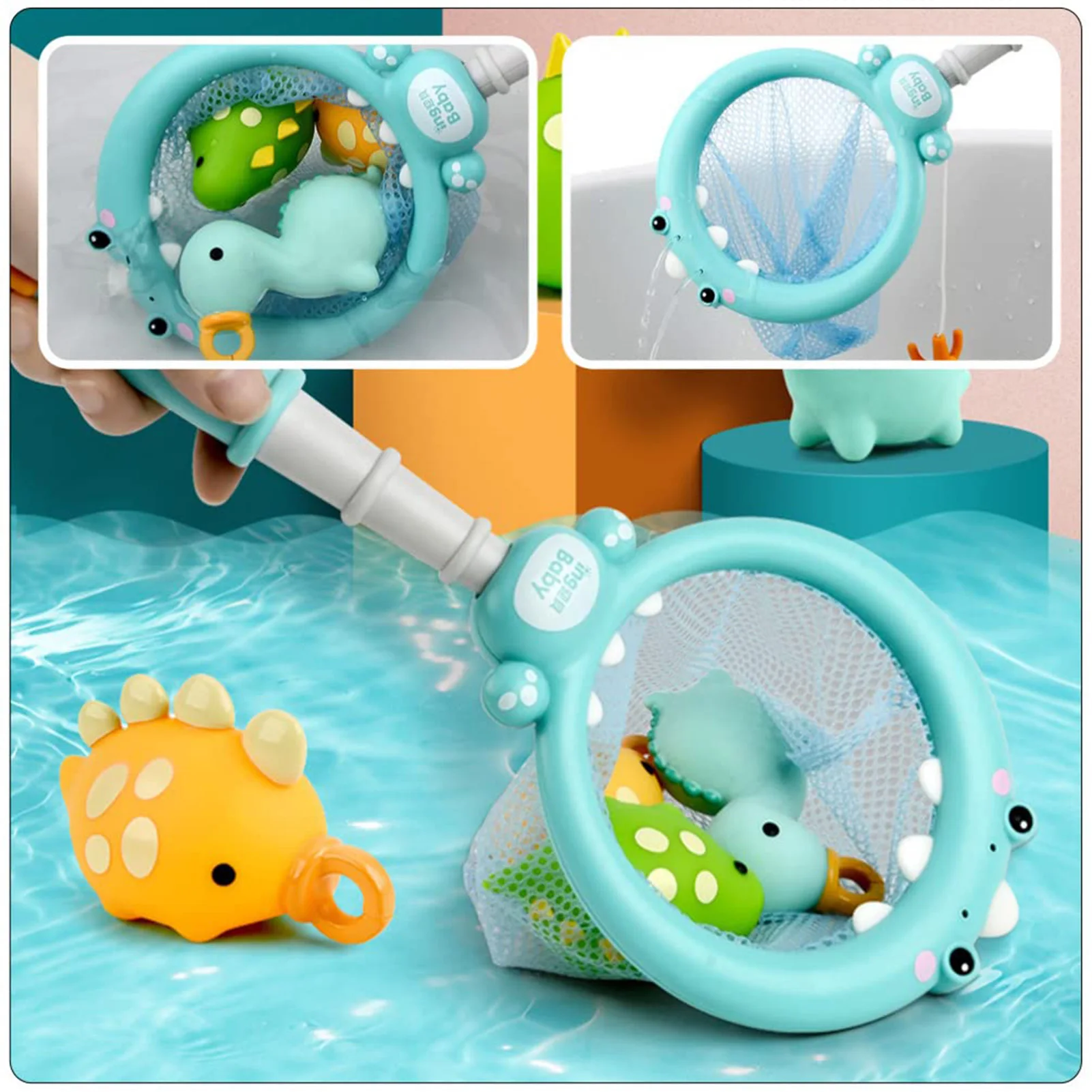 Рыбалка игрушки для рыбалки плавающая игрушка ванны с удочкой и сеткой веселая