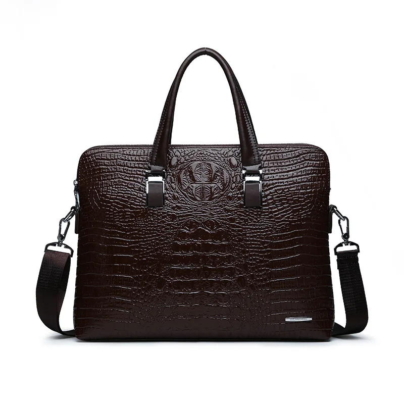 Laptop Bag Men's Briefcase New Business Men's Computer Bag 14 Inches Crocodile Pattern Handbag Shoulder For Office Commute