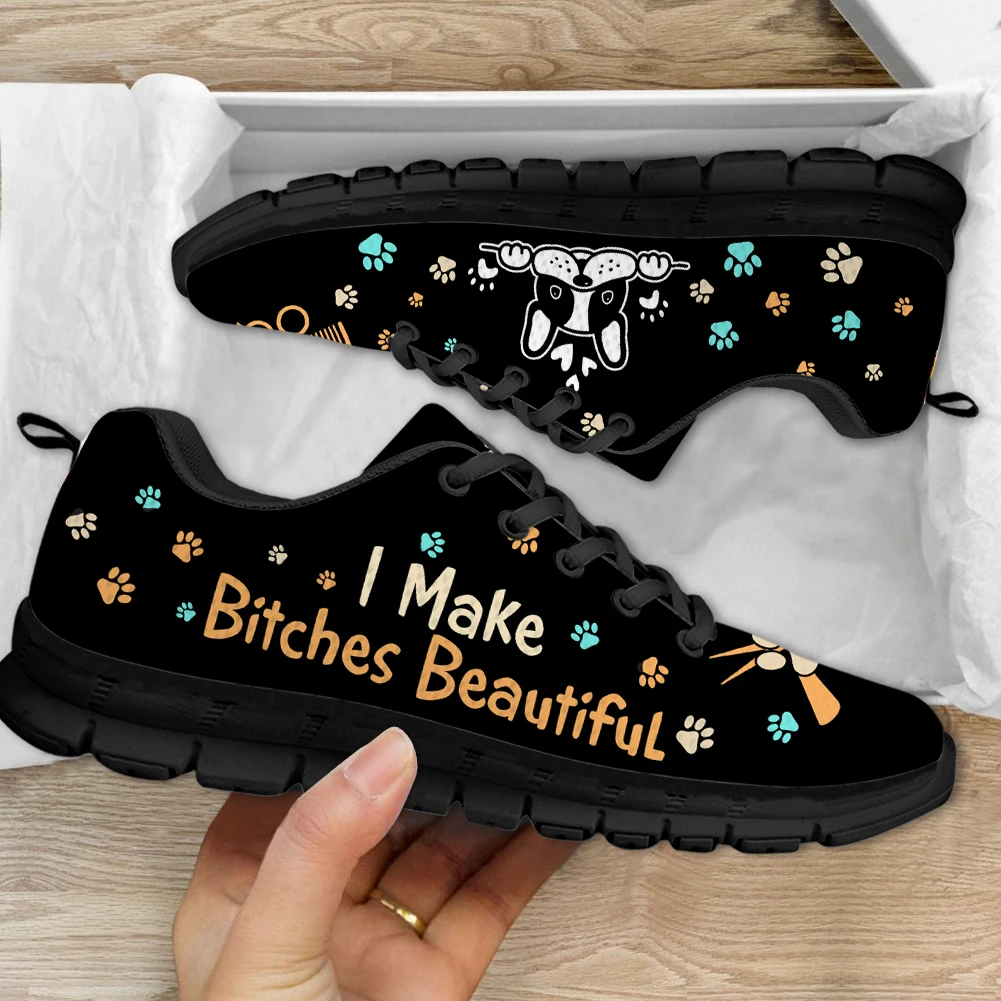 

INSTANTARTS Fashion Bull Terrier Design Wear-Resistant Casual Sneakers Lightweight Flats Pet Barber Print Sport Shoes Chaussure