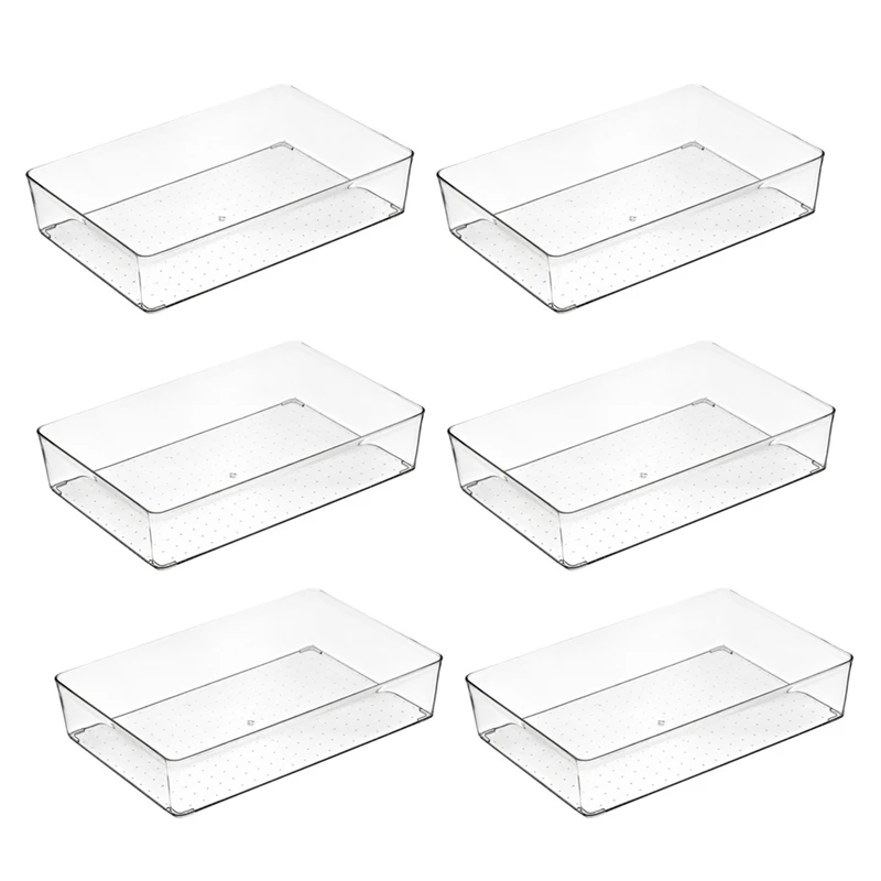 

6Pcs Transparent Drawer Storage Box Uncovered Compartment Kitchen Refrigerator Sundry Sorting Box Partition Box