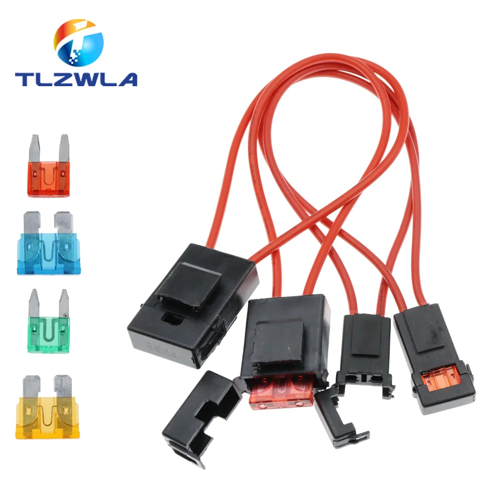 ATC Medium Car fuse Box 18/16AWG Copper Wire 32V Small Fuse Holder with Fuse and Car Blade Fuse 1A 2A 3A 5A 7.5A 10A 15A 20A 25A