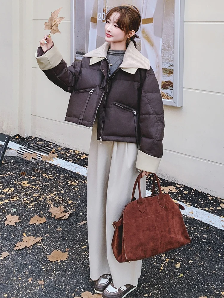 Супер красивый пуховик из искусственной кожи женский зимний 2024 новый корейский