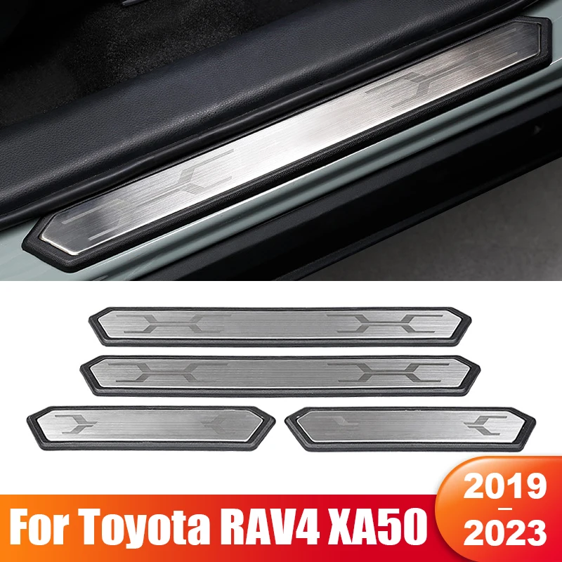 

For Toyota RAV4 2019 2020 2021 2022 2023 RAV 4 XA50 Hybrid Car Door Sill Scuff Plate Cover Welcome Pedal Trim Accessories