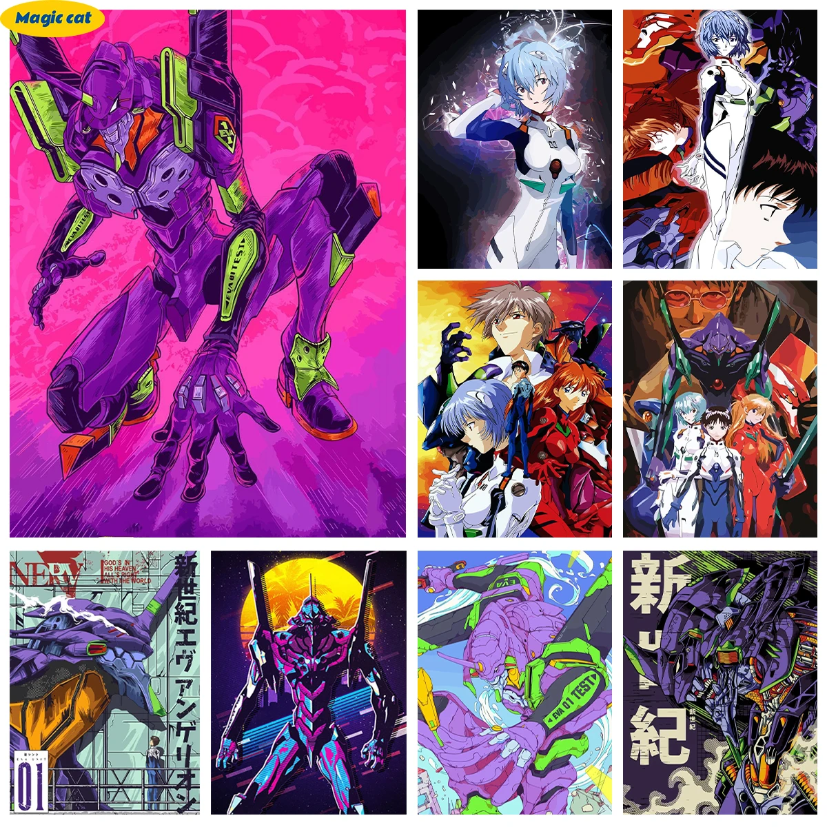 

Anime EVA Posters 5D Diamond Embroidery Ayanami Rei Asuka Langley Soryu Hand Diamond Painting Cross Stitch rhinestone home Decor