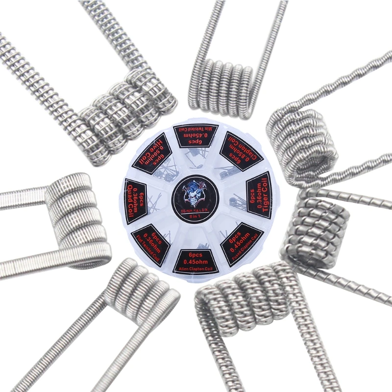 

48Pcs/Set Pre Built Coils RTA RDA Flat Twisted Fused Clapton Quad Hive Alien