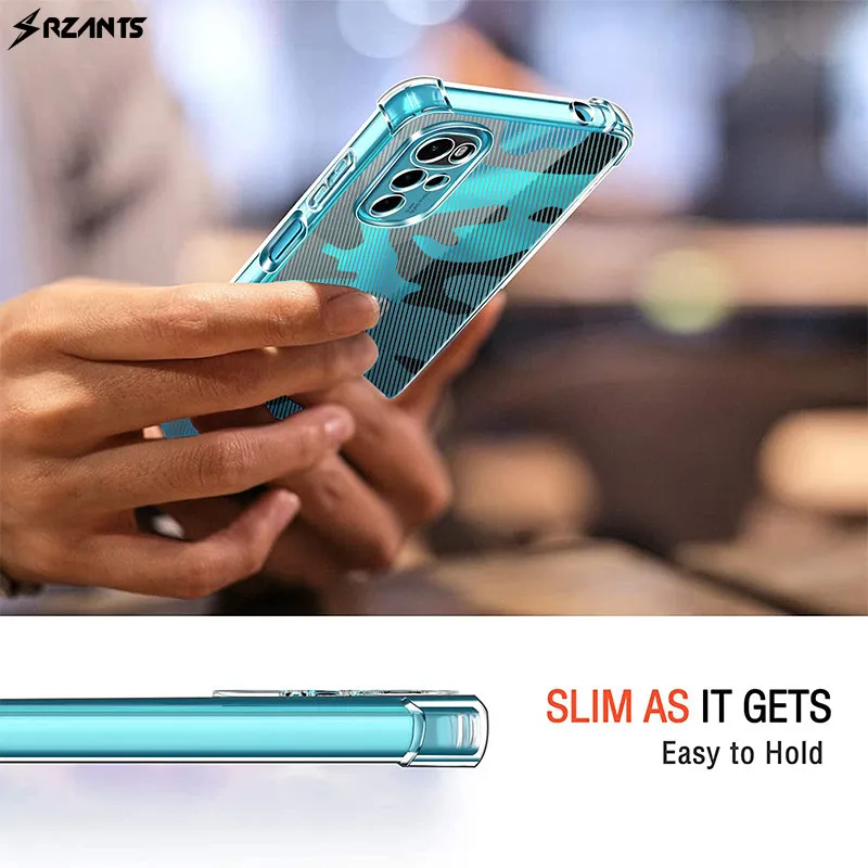 

Rzants Case For Motorola Moto G22 Four Cornor Strong Shockproof Half Clear Camouflage Cover