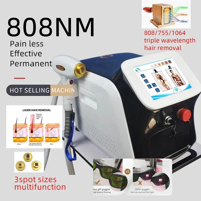 

2022 NEWEST 3 Wavelengths 808nm 755nm 1064nm Diode Triple Wavelength hair Removal Machine Alexandrite Laser For Salon With CE