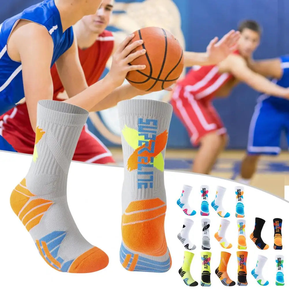 

1 Pair Basketball Socks Wear-resistant Anti-shrink Foot Protector Super Breathable Long Socks Running Socks for Jogging