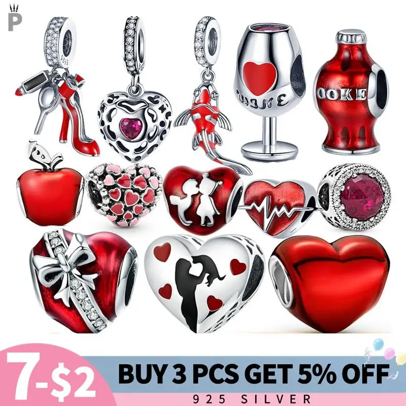 

Red Apple Charms 100% Real 925 Sterling Silver Quality Fit Original Bracelet DIY Jewelry Making For Women Original Beads Jewelry