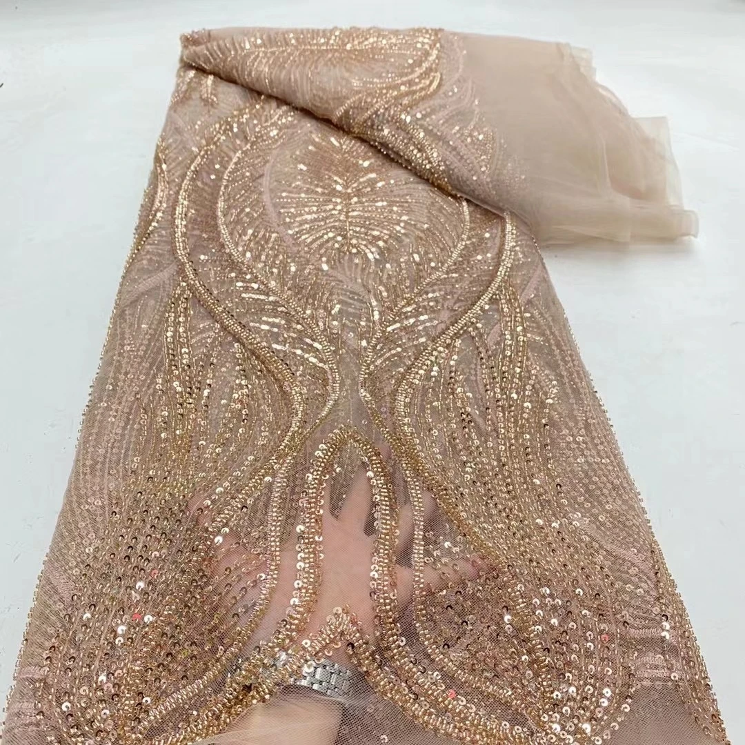 2025 Высокое качество африканский нигерийский тюль кружевная ткань с блестками
