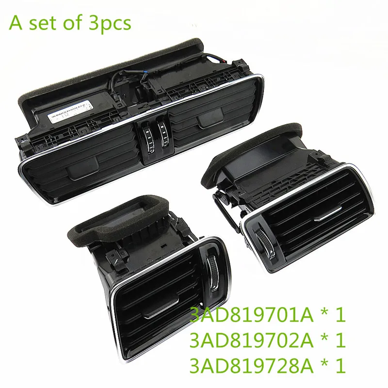 

SCJYRXS LHD Chrome Piano Paint Dashboard Cold Air Condition Outlet Vent Kit For VW Passat B6 B7 CC R36 3AD819728A 3AD819701A