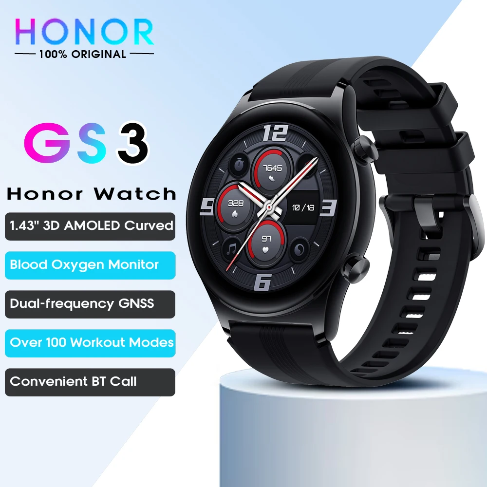 HONOR Watch GS 3 3d-изогнутый 1 43 &quotAMOLED экран Смарт-часы фитнес-монитор пульса кислорода в
