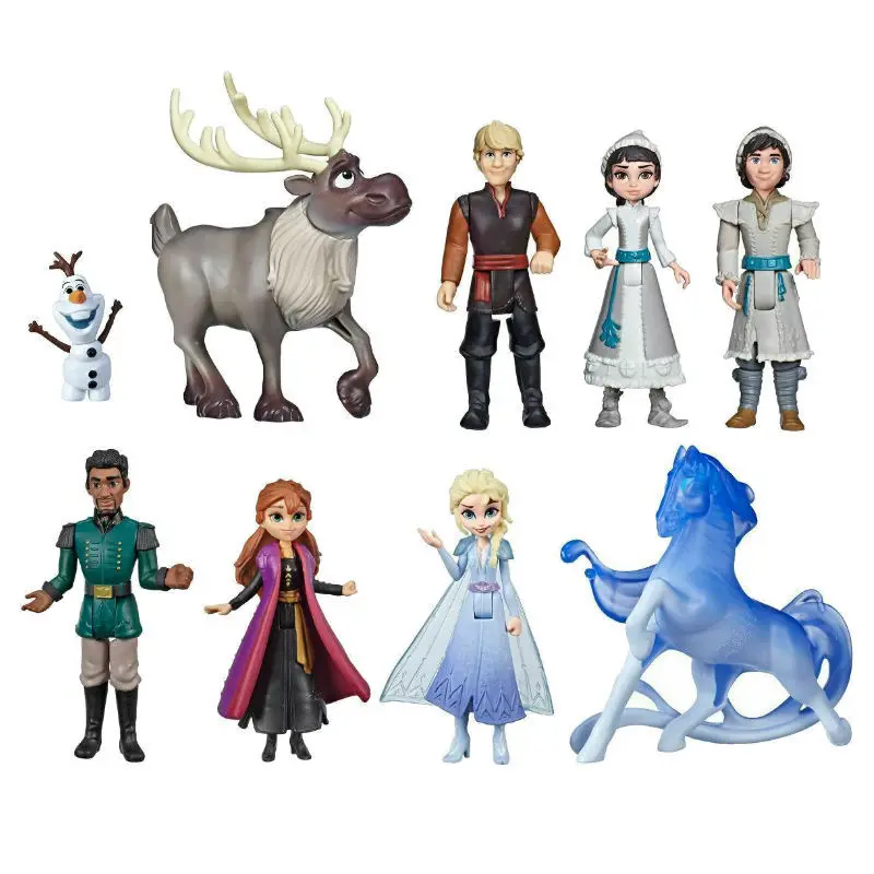 

disney Frozen 2 Queen elsa Princess Anna Snow Action Toy Figures set Water Horse Reindeer Doll Decoration Hand Toy kids gift