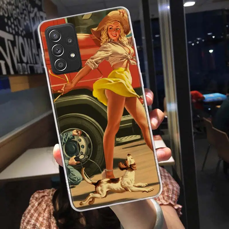 Сексуальный чехол для телефона девушки Vintege Samsung S22 Plus S21 Ultra S20 FE S10 Lite Galaxy S9 S8 S7 Edge F62