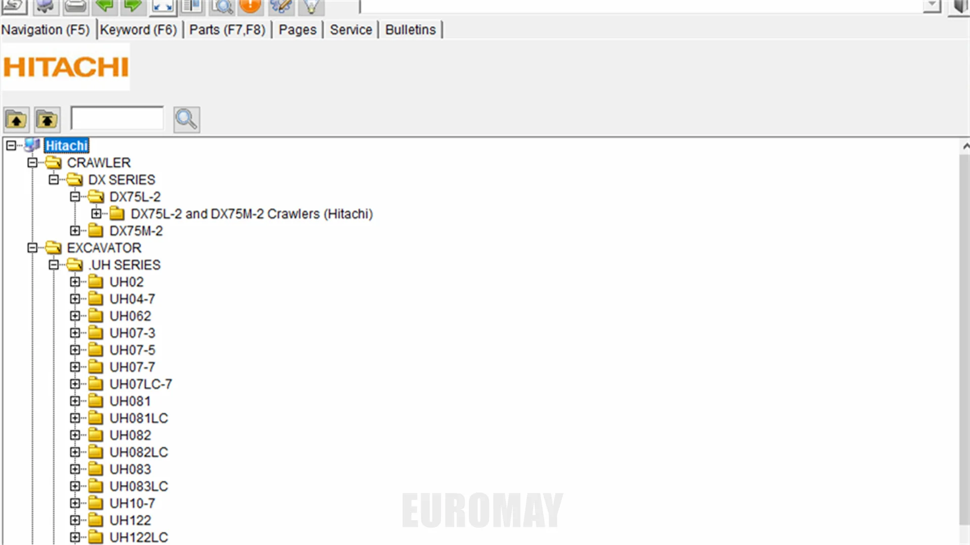 2016, Каталог запчастей Hitachi Manager Pro, Каталог запчастей для Hitachi crawlers, экскаваторов, грузовиков