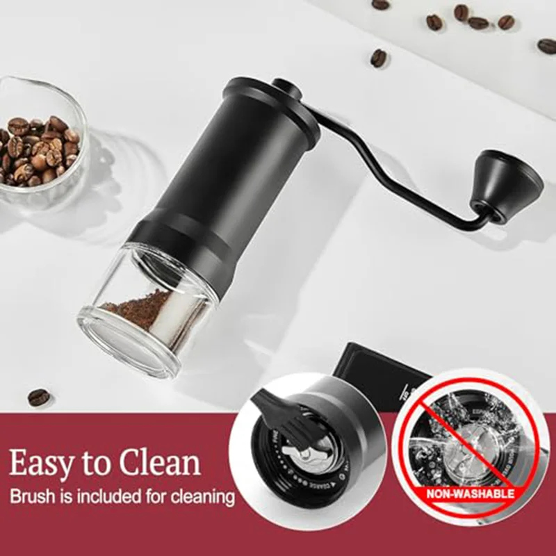 Ручная кофемолка-ручная кофемолка из нержавеющей стали и матовый черный