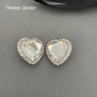 timeless wonder fancy zirconia xl heart clip on earrings for women designer jewelry gothic gorgeous luxury brand slay top 3320