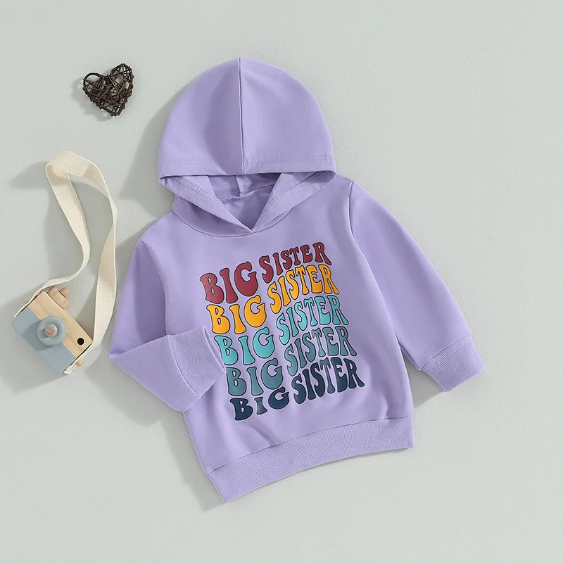 

Детская толстовка с капюшоном для девочек, свитшот с длинным рукавом и надписью, пуловеры, Осенние Топы для малышей, милая осенняя одежда