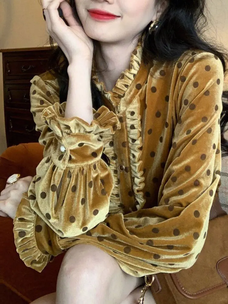 Винтажные топы с расклешенными рукавами женская блузка свободные ретро рубашки