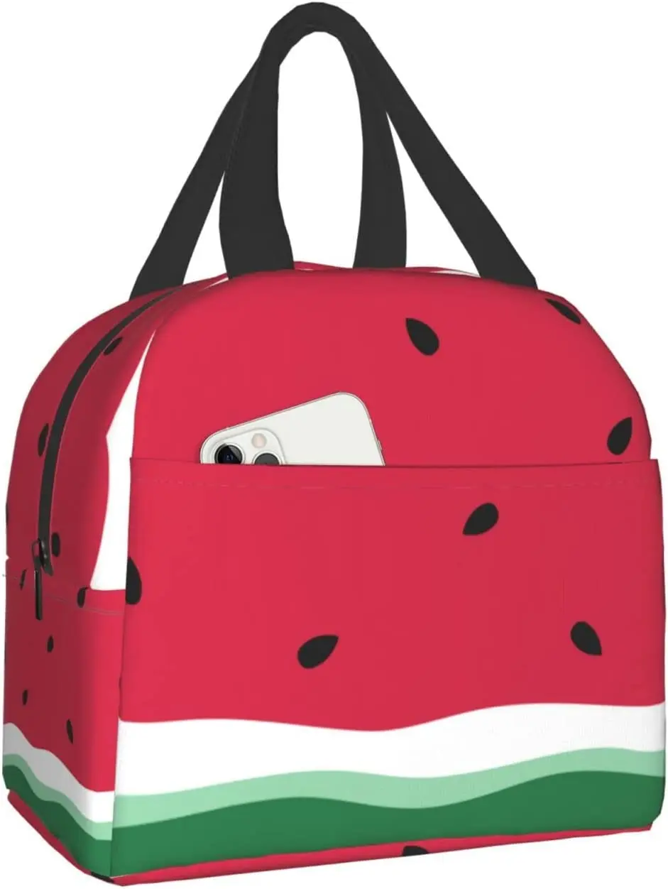 

Изолированная сумка для ланча, многоразовый охлаждающий термальный летний тоут в виде арбуза с передним карманом для женщин и мужчин, дорож...