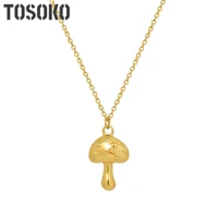 tosoko stainless steel jewelry small mushroom pendant necklace female simple fashion clavicle chain bsp396
