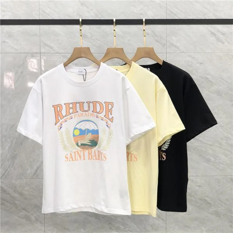 

New Arrival Sunset Print Rhude T Shirt Men Women EU Size Cotton Streetwear Hip Hop Rhude Top Tees