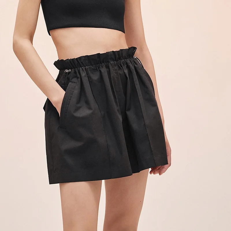 

Flower Bud Waist Drawstring Elastic High Waist Casual Shorts Women's A-word Loose All-match Thin Section 2022 Summer New