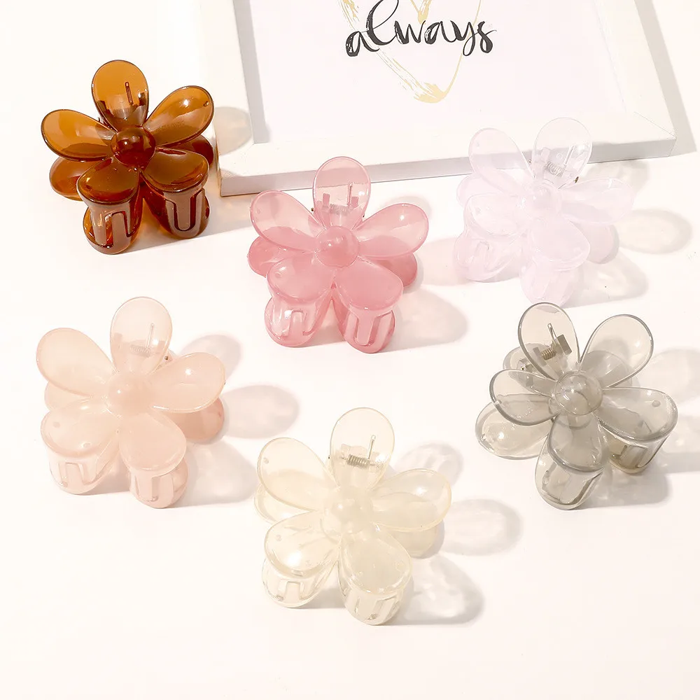 

Big Flower Shape Hair Claw Ponytail Hairpin Clips For Women Girls Bath Barrette Hair Crab Clamps
