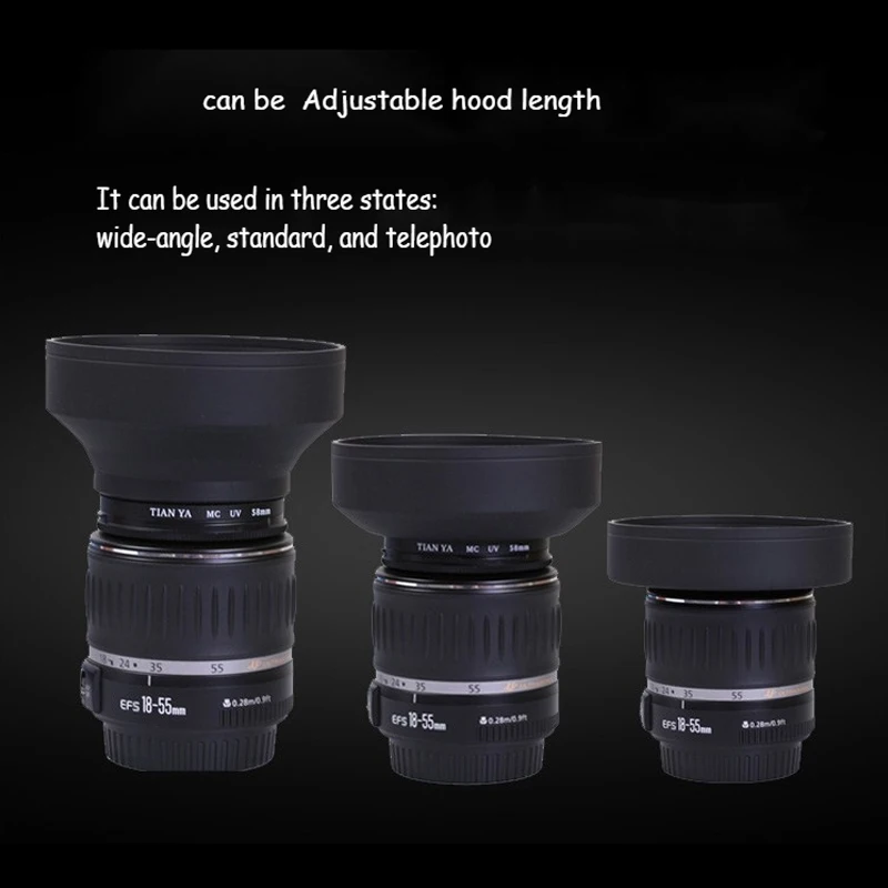 

Бленда для фотоаппарата бленда для фотоаппарата Тройная Резиновая бленда 49 52 55 58 62 67 72 77 мм (широкий/средний/телефото) бленда