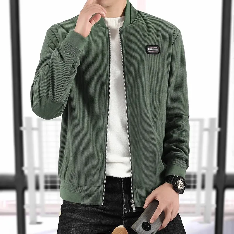 

Новинка, осенне-зимняя приталенная куртка с воротником-стойкой, Мужская модная повседневная теплая Вельветовая верхняя одежда 2023, Мужская Толстая хлопковая куртка, пальто