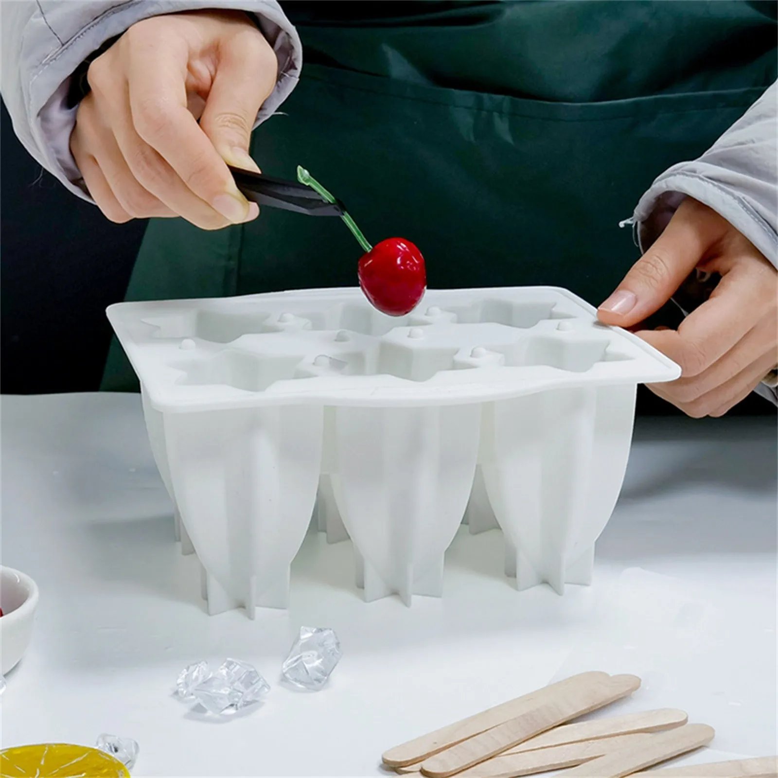 

6 Pieces Silicone Popsicle Maker Molds Food Grade Ice Molds Popsicles Molds Mold Ice Cube Tray Kitchen Home Accessories Tools