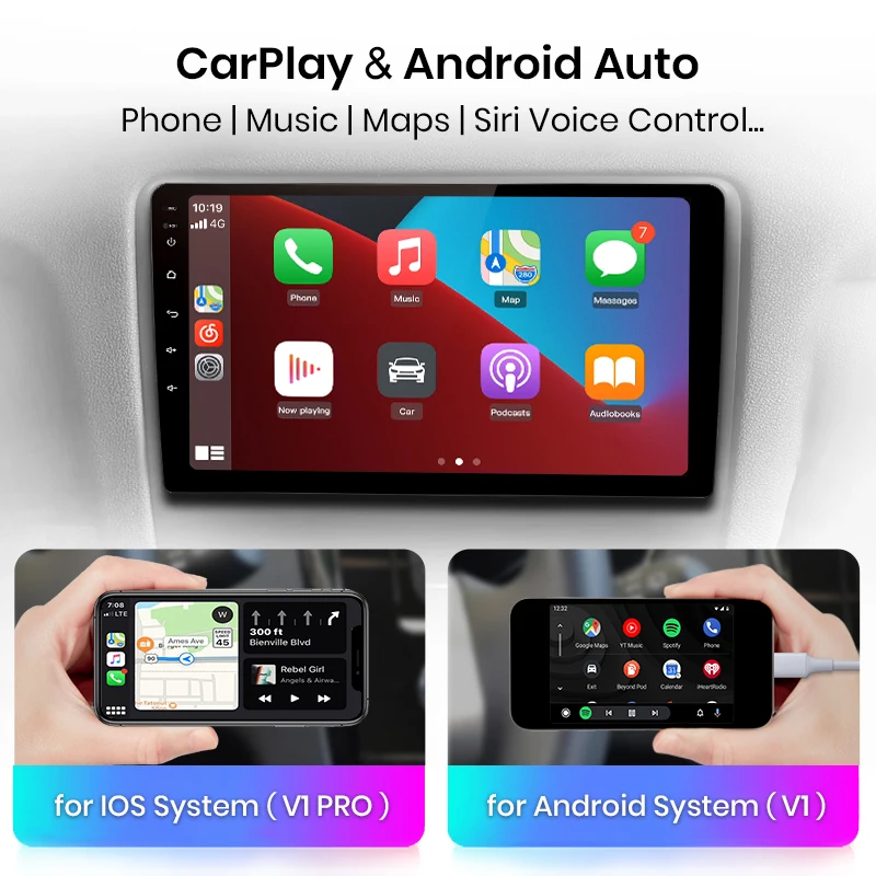Junsun V1pro Беспроводной CarPlay автомагнитола Android Auto Аудио для авто мультимедиа