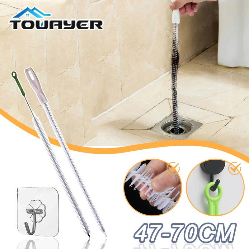 

47/70CM Pipe Unclogging Brush Bathroom Hair Sewer Sink Cleaning Brush Flexible Cleaner Sewer Blockage Plug Hole Cleaner Tool