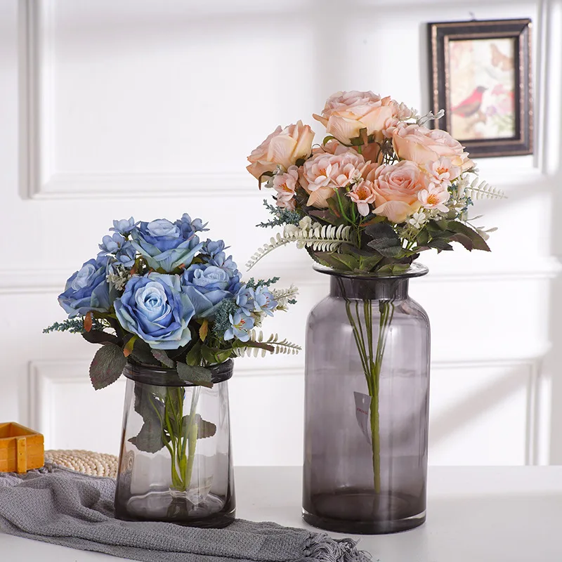 

Artificial Silk Rose Bouquet 6 Heads Rose Flowers Wedding Bridal Bouquet Home Party Garden Desktop Decoration Flower Arrangement