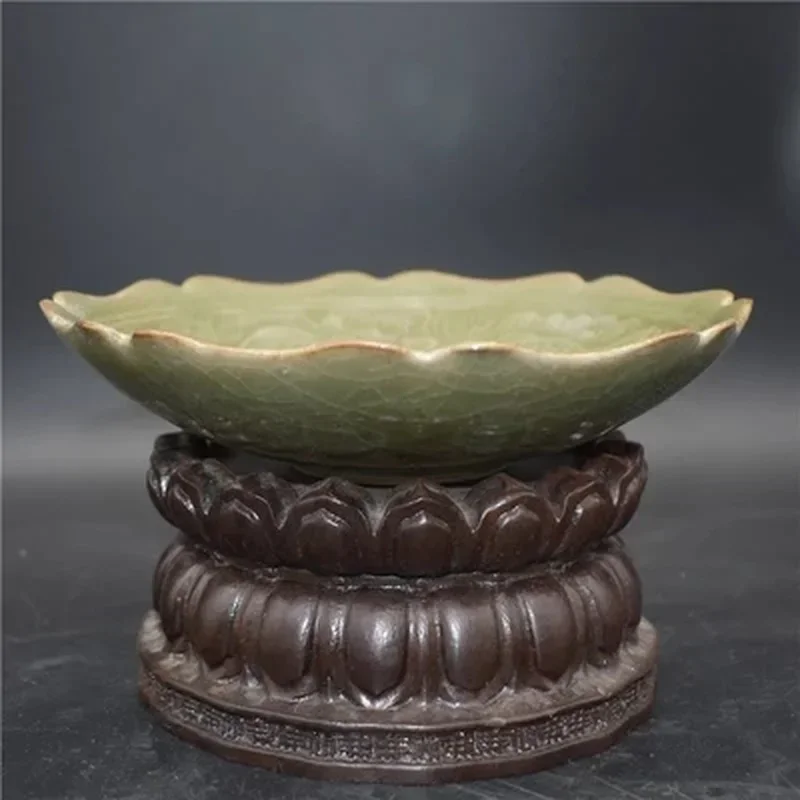 Яочжоу печь династии Сун резной рыбный узор тарелка цвета селадона украшения для