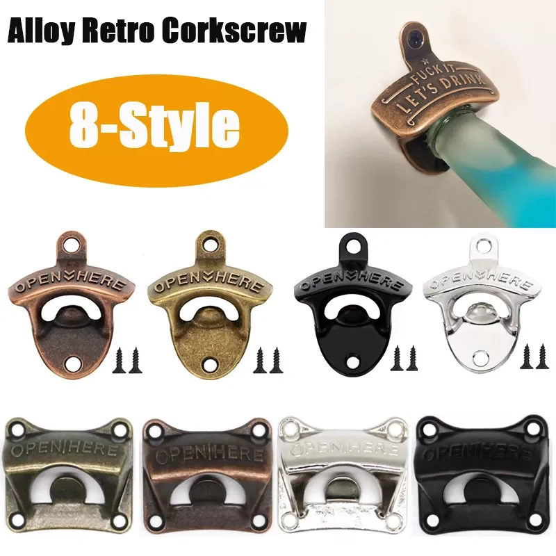 

Alloy Corkscrew Wall-mounted Beer Bottle Opener Bar Tools Wine Beer Hanging Corkscrew Opener Kitchen Gadgets Accessories
