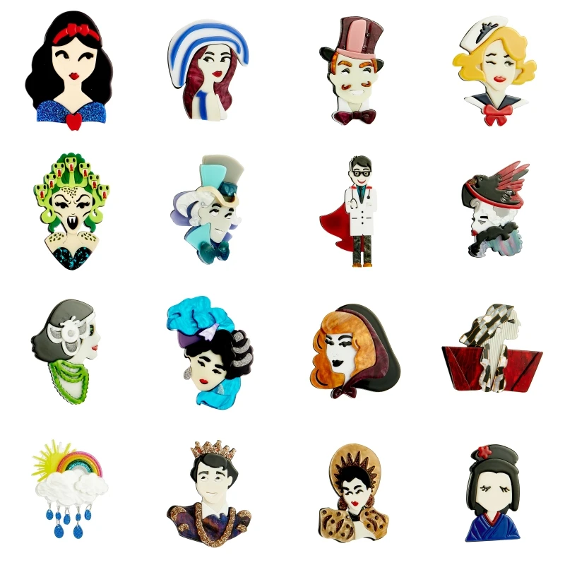 YAOLOGE акриловые женские броши в очках для женщин новые модные Мультяшные