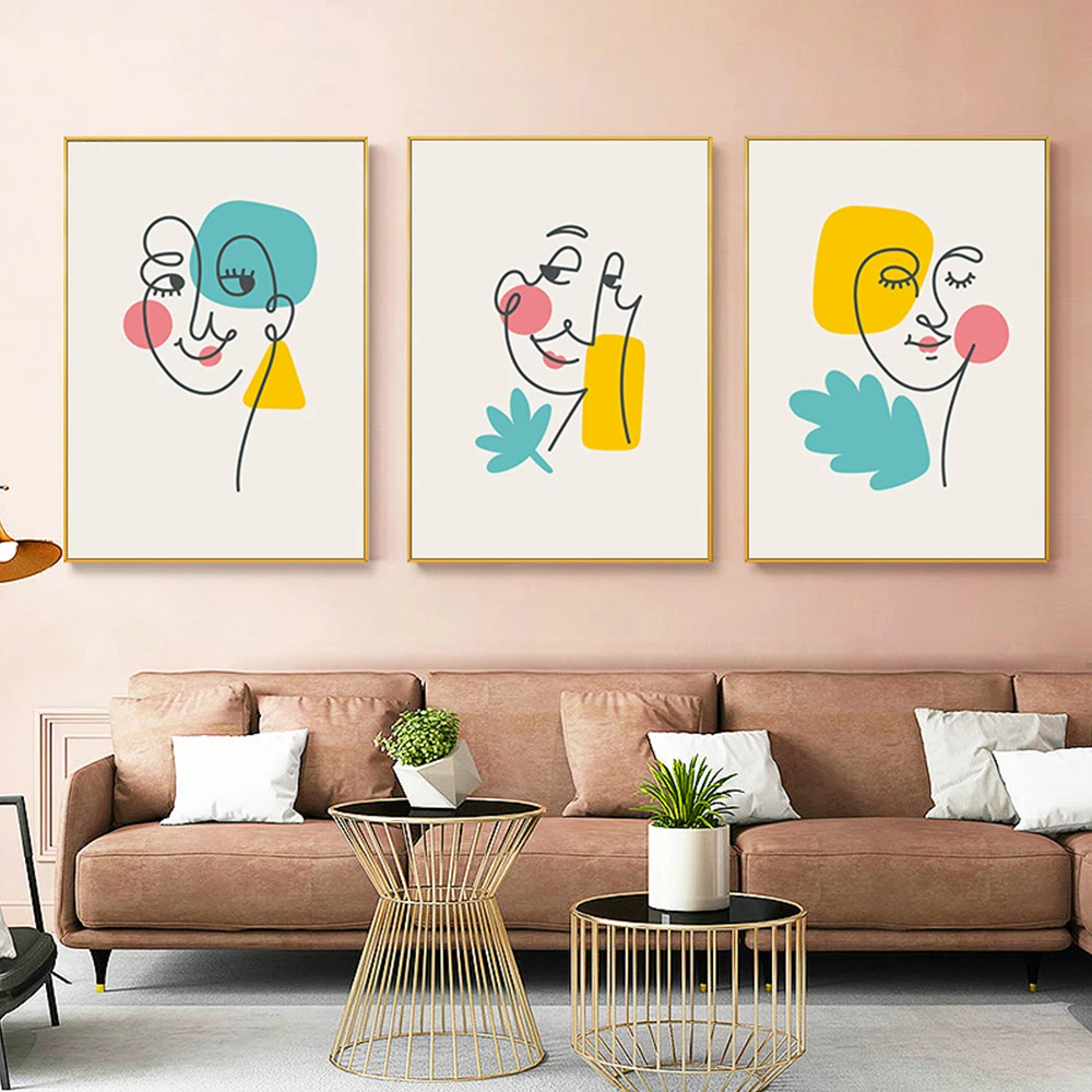 

Nordic Line Face Art Print Minimalist Poster Woman Face One Line Drawing Neutral Wall Art Canvas Painting Home Room Wall Decor