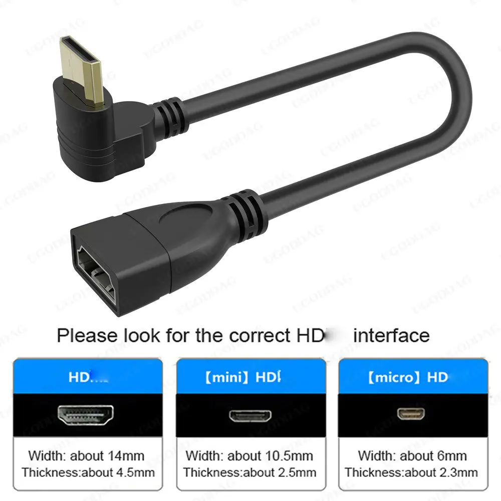HDMI-compatible Adapter Mini HDTV Male to HDTV Female Cable Adapter Angle 90 Degree HD Extension Converter for Tablet PC Camera images - 6