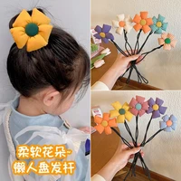 little girl flower style updo rod hair band children princess bun updo gadget girls baby headband headdress
