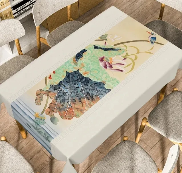 

Скатерть из 2023 хлопка с цветами и маленькими корейскими маргаритками, декор для концевого стола, прямоугольная скатерть для кухни, свадеб и dini