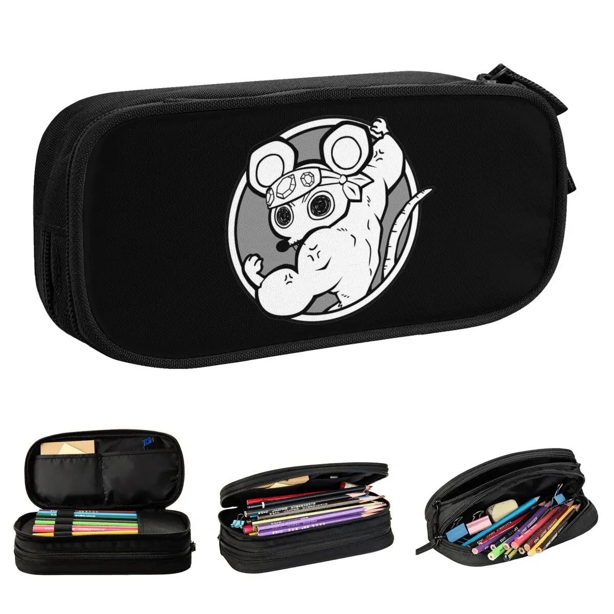 Cases Cute Muscle Rats Pen Holder Bag For Student Large School Supplies Zipper Pencilcases