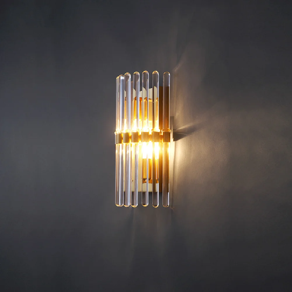 

Copper American crystal wall lamp simple modern atmospheric bedroom living room wall lamp bedside lighting