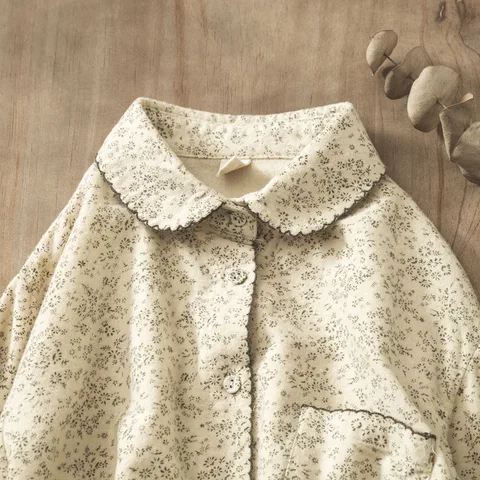 Женская осенне-зимняя утолщенная дизайнерская нишевая рубашка с длинным рукавом в винтажном стиле